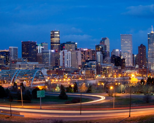 Denver skyline night